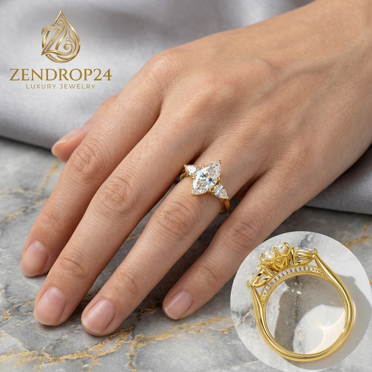 Elegant Marquise Zircon Ring